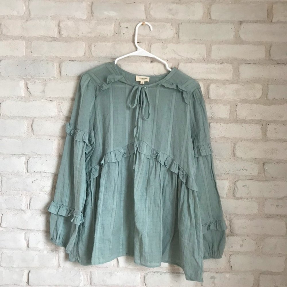 Orange Creek Turquoise Blouse Tie Front L